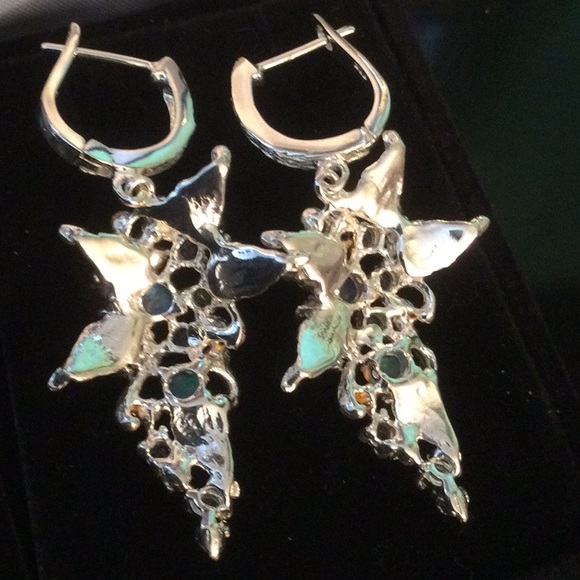 Breathtaking Genuine Opals, Rhodolite Garnets & Aquamarines Earrings - Picture 5 of 7